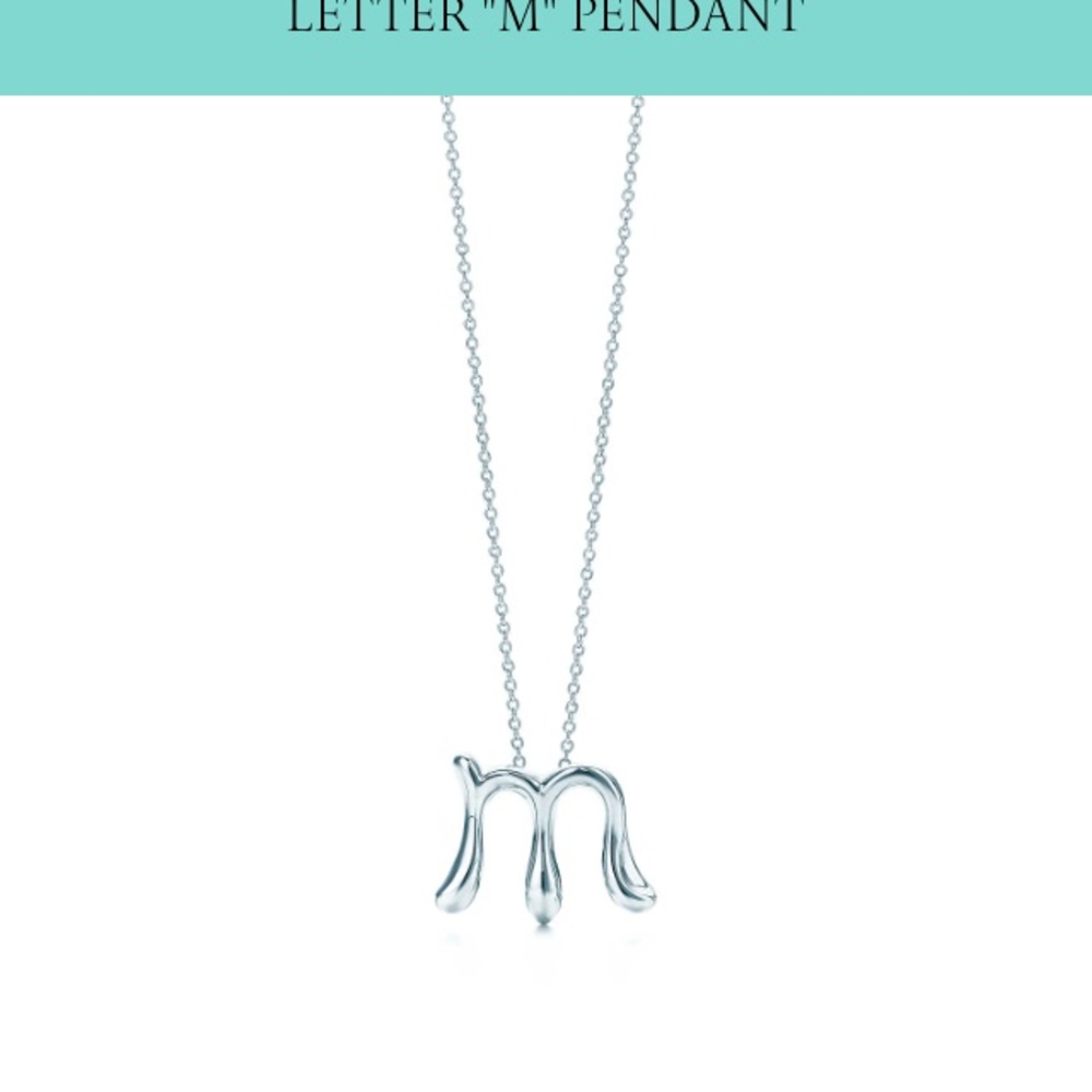 Tiffany Elsa Peretti silver "M" initial necklace